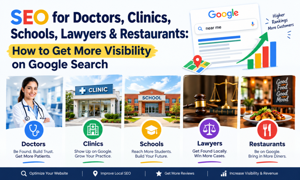 SEO for local businesses including doctors schools lawyers restaurants and shopping malls